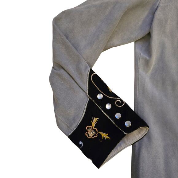 VTG scully leather suede shirt jacket Blue Embroidered Cowgirl Button Up Sz M - Picture 5 of 10
